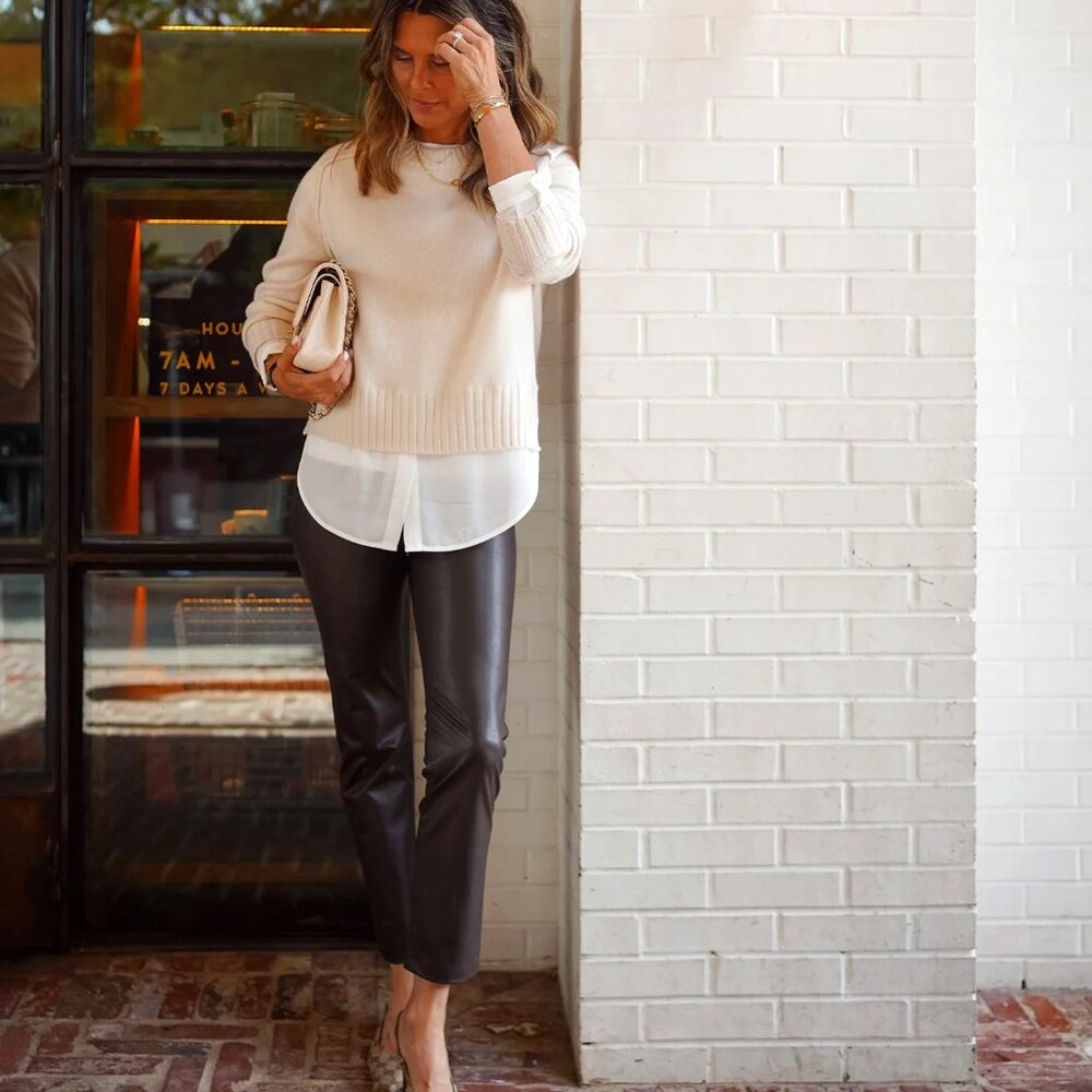 Brochu Walker Pants Juniper Crop Vegan Faux Leather Timber Brown MEDIUM Minimal